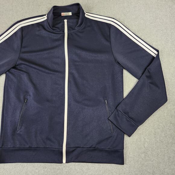 H2H Jacket Mens XL Active Slim Fit Track Lightweight Zip-up Long Sleeve Navy - Picture 6 of 13